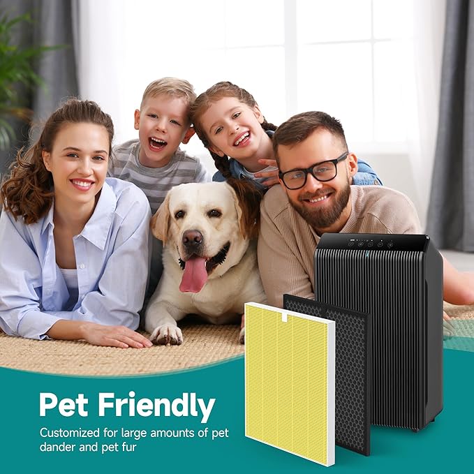 5510 Pet Care Replacement Filter for Winix 5510 and 5520 Air Purifier, Filter Q Replacement Combo Pack Includes: 2 HEPA & 2 Carbon Filter, Yellow