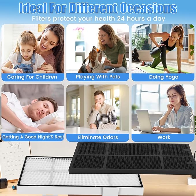 101076 Series Filter kit for Amway Atmosphere Air Purifier 101076CH/ 101076TH/ 101078, 101076CH Replacement kit with High Efficiency H13 HEPA Filter & Modified Activated Carbon Filter (25MM)