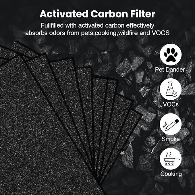HPA100 HEPA Filter Replacement for Honeywell Air Purifiers, Compatible with HPA100,HPA094, HPA104, HPA105 HPA3100, HPA5100, 6 HEPA R Filters and 8 Pre-Cut A Carbon Pre-filter,Part No. HRF-ARVP100
