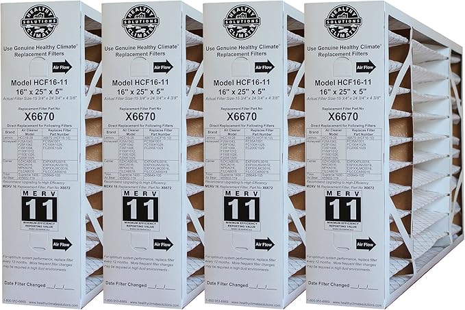 X6670 Lennox OEM Merv 11 Filter Media 16"X25"X5" Fits X6660 HCC16-28 Genuine Lennox X6670 (2 X Pack of 2)