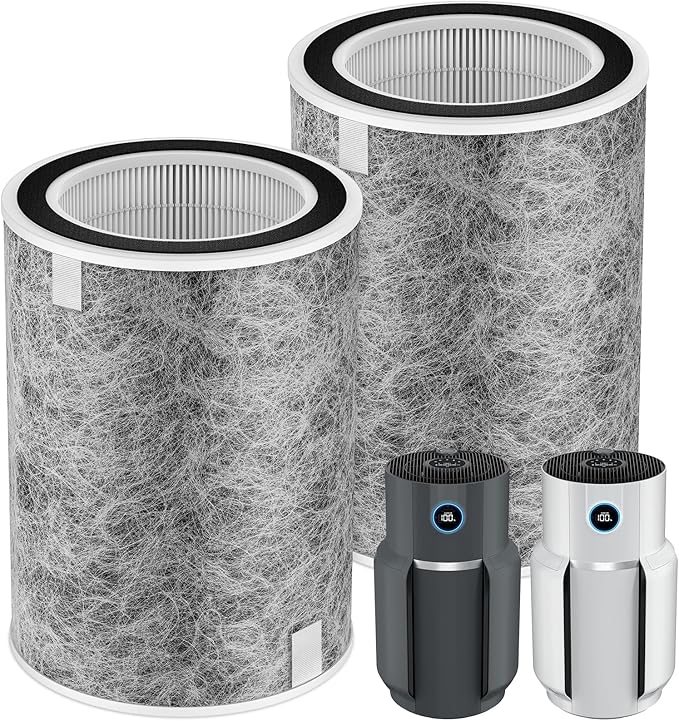 HP302 HP201 Replacement Filter Compatible with Shark HP201 HP302 HP301 HP202 HP232 HC502 AP1000 Air Purifier MAX, H13 True HEPA for 99.97% particles & Dust, Compare Part # HE2FKBAS, HE2FKBASMB, 2 Pack
