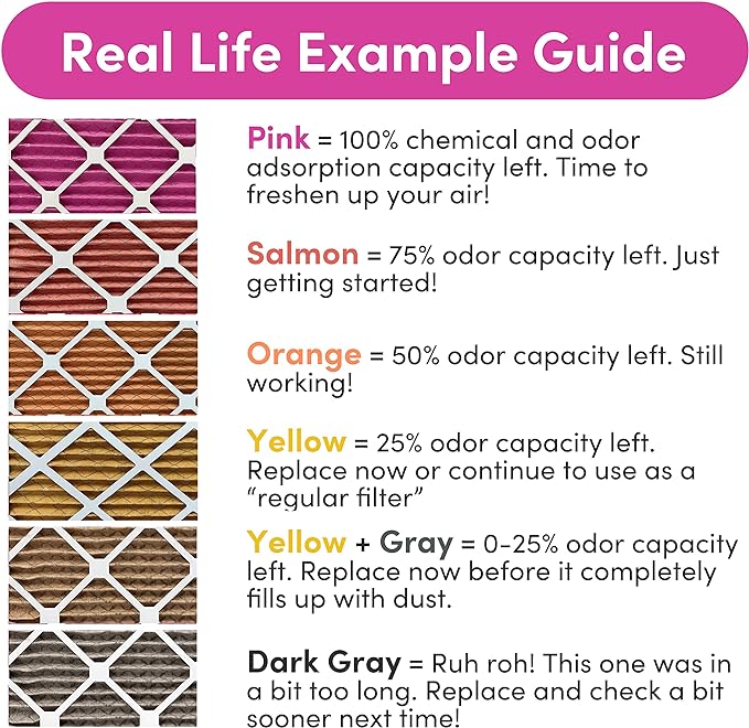12x20x1 Air Filter by Colorfil | Color Changing Filters for Cat and Dog Odor | MERV 8 Furnace AC Filter for Pet Hair and Dust | 11.5"x19.5"x0.75" Exact Size | Pack of 2