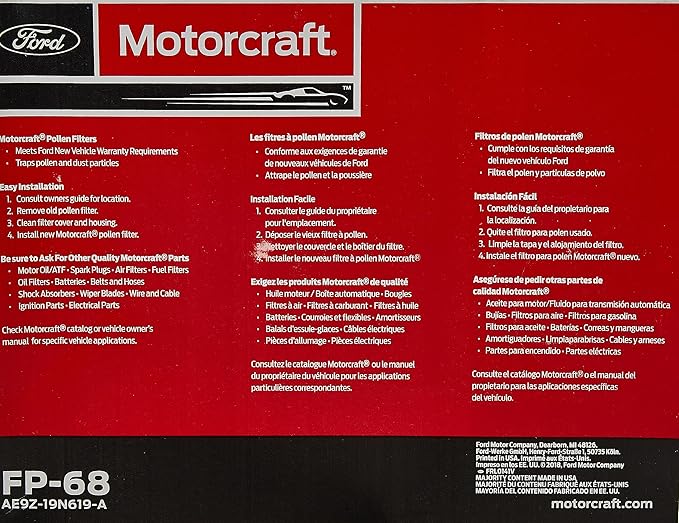 Motorcraft FP-68 Cabin Air Filter (3)