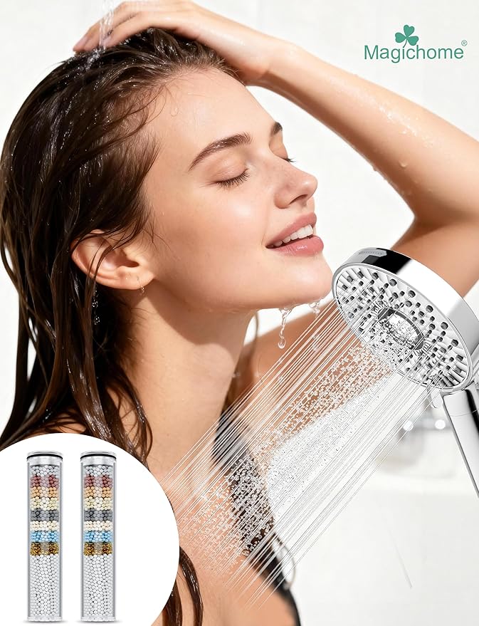 2 Pack Replacement Filters for Handheld Shower Head - Water Softener Filters Beads for Hard Water - Remove Chlorine - Reduces Dry Itchy Skin