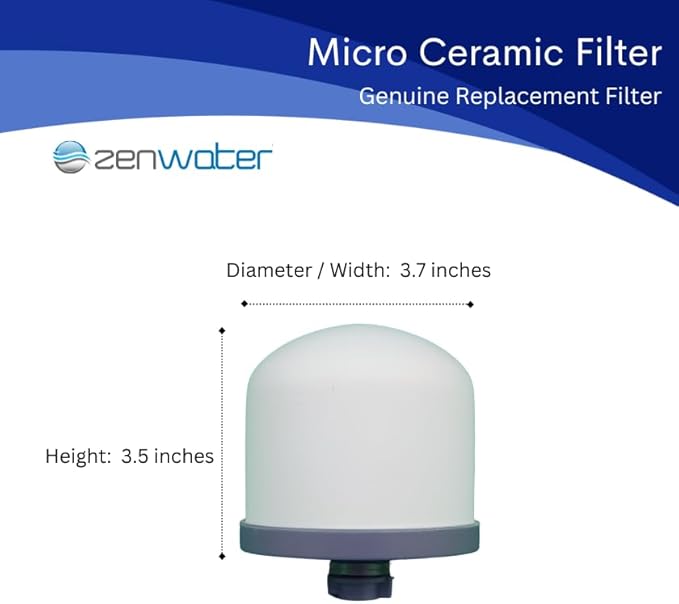 ZENWATER Genuine Micro Ceramic Dome Filter Replacement - Exclusively for Zen Water Countertop Gravity Filtration System - Clean and Mineral-Rich Hydration