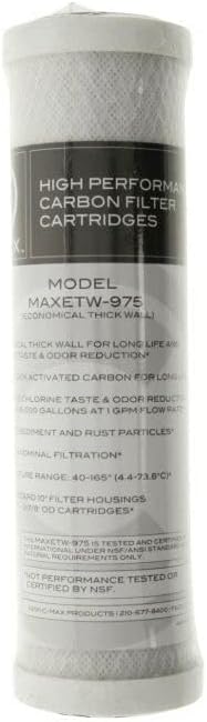 IPW Industries Inc-Watts (MAXETW-975) 10" x 2.5" C-MAX Carbon Block Chlorine Reduction 5 Micron Filter