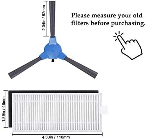 Replacement Parts Accessories Compatible with ionvac SmartClean 2000 Robovac Robot Vacuum Cleaner Filters, Brushes and Roller Brush