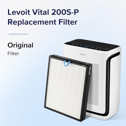 LEVOIT Vital 200S-P Replacement Filter, Genuine Air Purifier Filters, Supports HEPA Sleep Mode, High-Efficiency Activated Carbon for Removal of Pet Dander, Smoke Odor, Allergens, Vital 200S-RF, 1 Pack