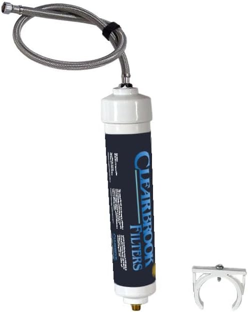 Clearbrook RF10-S Refrigerator Filter System, Inline Filtration, 1/4 inch Compression Stainless Steel Hose, Compatible with Refrigerators and Ice Machines