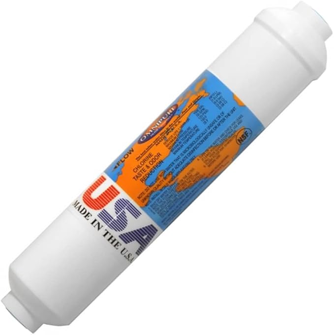 IPW Industries, Inc. - Omnipure (K2540-KK) T40 GAC Coconut Carbon Inline Filter - 10" x 2" & 3/8" OD Quick Connect Filter for Post RO System (1-PACK) - Same as K2533-KK