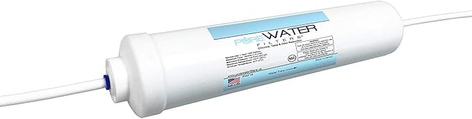 PureWater Filters Inline Water Filter Kit for Ice Maker with 1/4-Inch Direct Quick-Connect Fittings, Tubing and a T-Connector