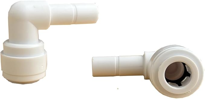 3 Piece 3/8'' Stem Elbow Right Angle Quick Connect RO Fittings with Lock Rings for Reverse Osmosis System Under the Sink Water Filteratrion System, Ice Maker Supply Line, Coffee Maker