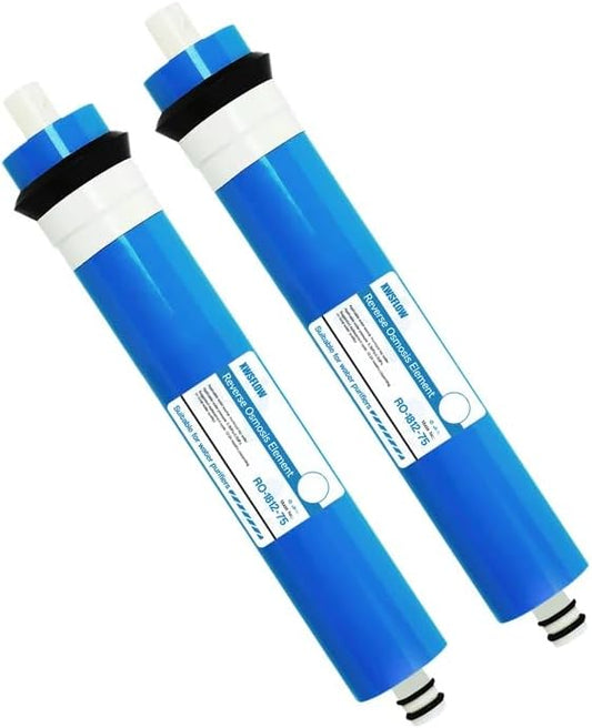 XWSFLOW75-gallon reverse osmosis membrane water filter replacement parts, suitable for household drinking water filtration systems. The component size is 11.75 x 1.75 inches.