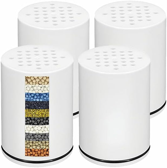 AWO 4 PACK Replacement Shower Filter Cartridge Compatible for Kitsch Showerhead,Multi Stage Shower Filtration Systems for Hard Water Reduces Chlorine and Harmful Substance