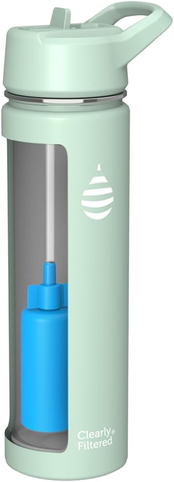 Clearly Filtered Water Bottle | Removes 200+ Contaminants, Double-Wall Insulated Stainless Steel, BPA/BPS Free, Phthalate Free, Filters Flouride Lead Chlorine (20oz, Mint)