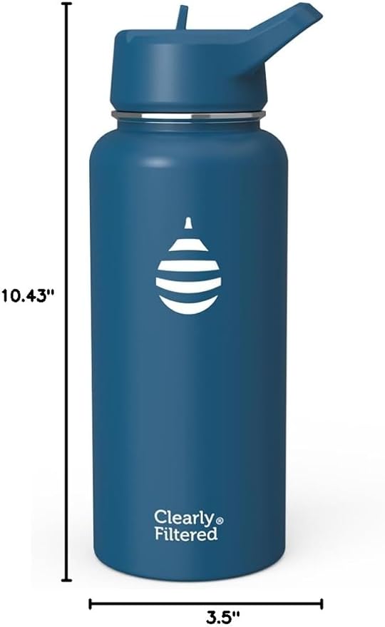Clearly Filtered Water Bottle | Removes 200+ Contaminants, Double-Wall Insulated Stainless Steel, BPA/BPS Free, Phthalate Free, Filters Flouride Lead Chlorine (32oz, Navy Blue)