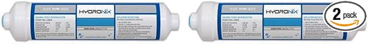 Hydronix ICF-10Q Inline Post Activated Carbon Water Filter Replacement Cartridge with 1/4-Inch Quick Connect for Refrigerator, Ice Maker, RO Reverse Osmosis System, 2000 Gallons (2 Pack)
