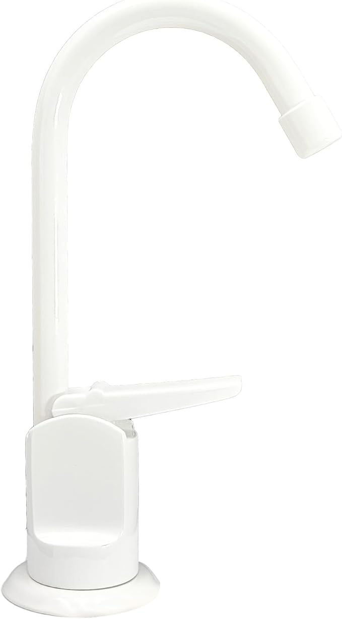 Westbrass D203-NL-50 6" Touch-Flo Style Pure Cold Water Dispenser Faucet, Powder Coat White