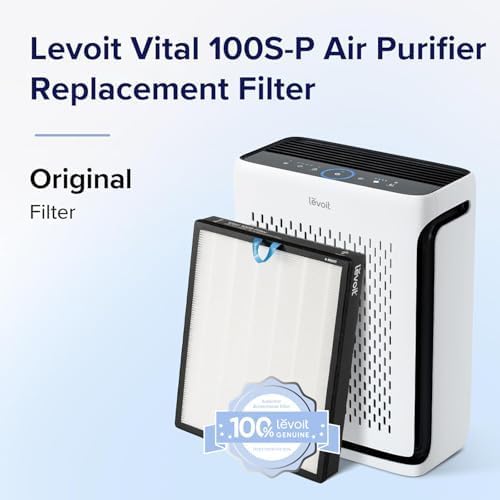 LEVOIT Vital 100S-P Replacement Filter, Genuine Air Purifier Filters, Supports HEPA Sleep Mode, High-Efficiency Activated Carbon for Removal of Pet Dander, Smoke Odor, Allergens, Vital 100S-RF, 1 Pack