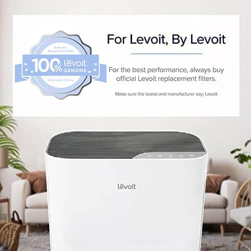Levoit Vital 100 Air Purifier Genuine Replacement Filter, AHAM VERIFIDE, High-Efficiency Activated Carbon for Removal of Smoke, Odors, Allergens, Pollen, Vital 100-RF, White, 2 Pack