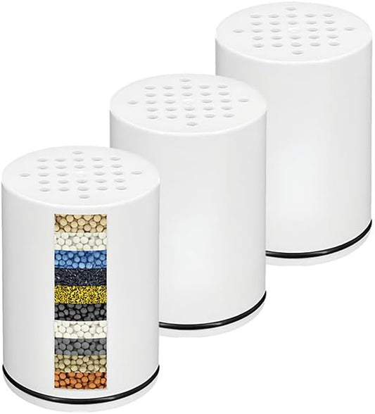 AWO 3 PACK Replacement Shower Filter Cartridge Compatible for Kitsch Showerhead,Multi Stage Shower Filtration Systems for Hard Water Reduces Chlorine and Harmful Substance