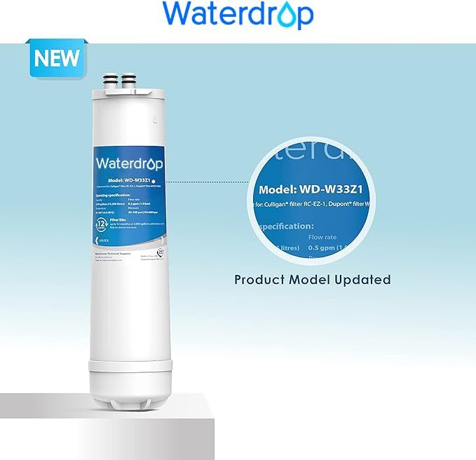Waterdrop RC 1 EZ-Change, WFQTC30001, WFQTC70001 Basic Water Filtration Replacement, Replacement for Culligan® IC-EZ-1, US-EZ-1, RV-EZ-1, Brita® USF-201, USF-202, DuPont®, 3K Gallons (Pack of 2)