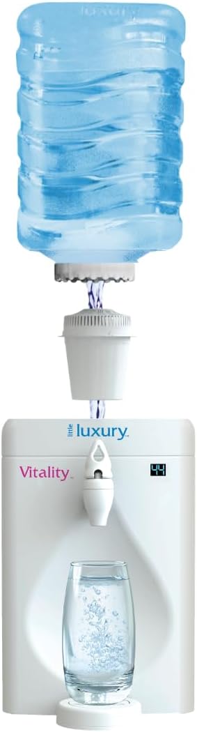 Little Luxury Vitality Mini Water Cooler with Filter, Countertop, Fill At Your Tap, Refillable, BPA-Free 1.8-Gallon Bottle, Filter and Cools Tap Water