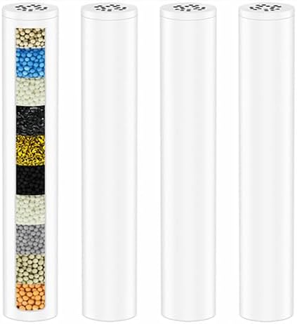 4-Pack Replacement Shower Filter Cartridge Compatible with FEELSO® 72210BC Handheld Shower Head,18 Stage Water Softener Filter for Hard Water Reduce Chlorine and Harmful Substances