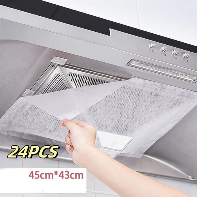 24PCS Disposable range Hood Filters Sheets,Nonwoven oil filter paper,hood filters for kitchen,Flame retardant high temperature filter fabric (43 * 45CM)