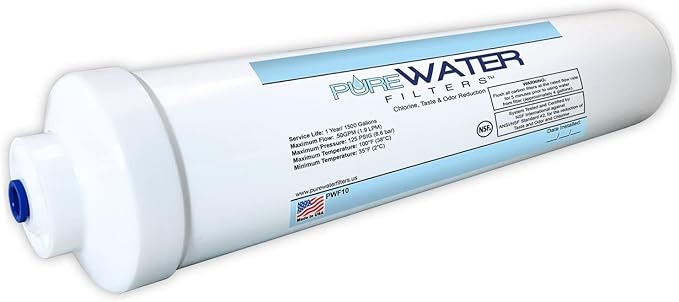 PureWater Filters Inline Water Filter Kit for Refrigerators with Ice Makers - Push To Connect Fittings - Easy Installation