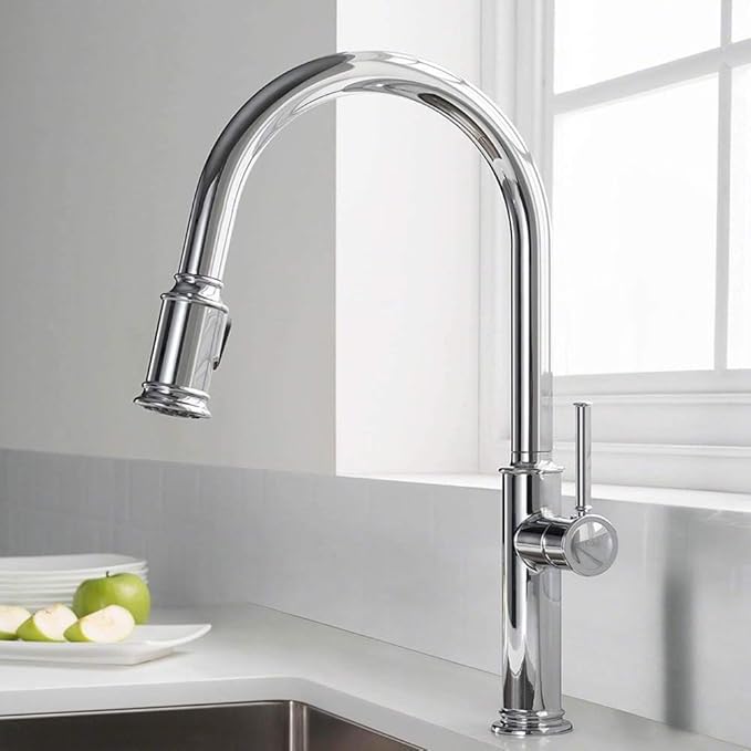 KRAUS Sellette Single Handle Pull-Down Kitchen Faucet with Deck Plate in Oil Rubbed Bronze, KPF-1680ORB