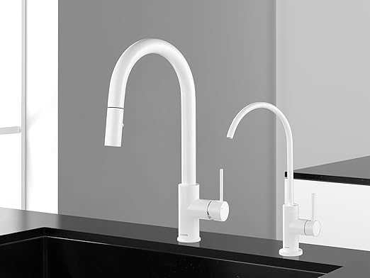 AguaStella AS09W Shiny White Stainless Steel Kitchen Water Filter Faucet RO Faucet for Most Reverse Osmosis Units or Water Filtration System in Non-Air Gap