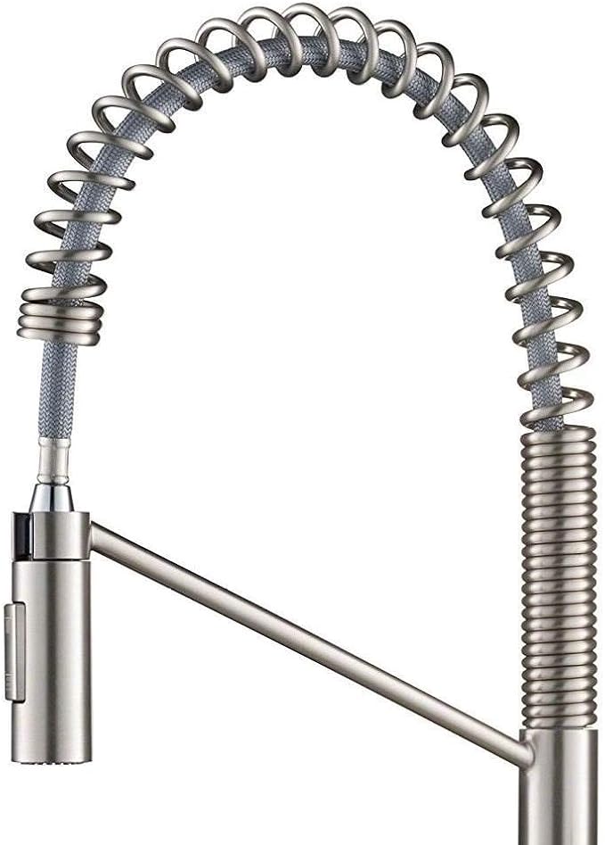 KRAUS Oletto Commercial Style Single Handle Pull Down Kitchen Faucet with QuickDock Top Mount Installation Assembly in Spot Free Stainless Steel, KPF-2631SFS
