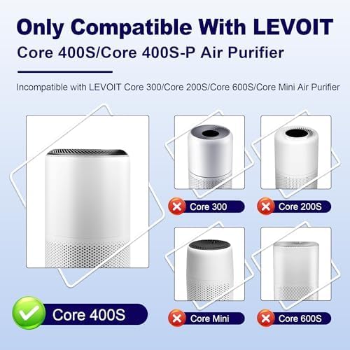 Core 400S Smoke Remover Replacement Filter for LEVOIT Core 400S and Core 400S-P Smart WiFi Air Purifier, 3-in-1 High-Efficiency Activated Carbon Filter, Core 400S-RF-SR (LRF-C401-P-BUS), Blue, 2 Pack