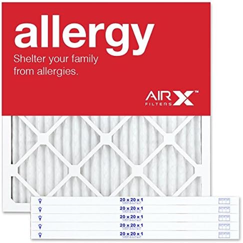 AIRx ALLERGY 20x20x1 MERV 11 Pleated Air Filter - Made in the USA - Box of 6, White
