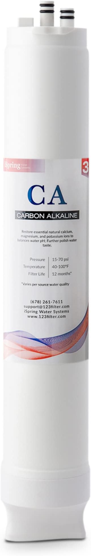 iSpring FCA500 Carbon Alkaline Composite Filter Replacement Cartridge for RO500 Series Tankless Reverse Osmosis Water Filtration System with Natural pH Balance and Remineralization