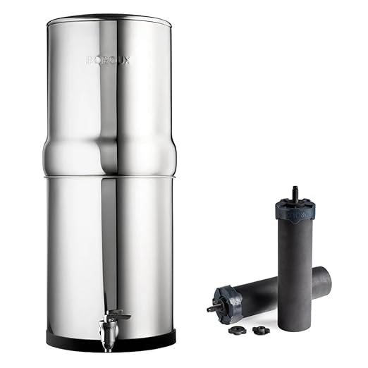 Boroux Legacy Gravity-Fed Countertop Stainless Steel Water Filter System | 3 Gallons with 2 Authentic Black Foundation. Filters