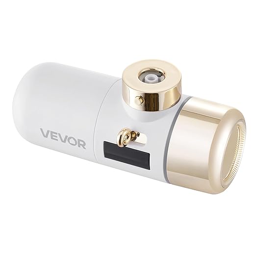 VEVOR Skincare Water Filter, Faucet Mount Water Filters with Micro-Nano Bubble for Skin, Sink Tap Purifier, Removes Chlorine with 1 Filter, for Kitchen and Bathroom Faucets, White + Gold