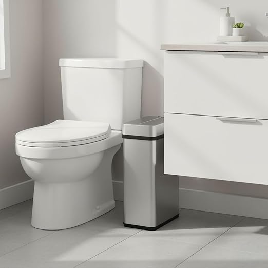 iTouchless 15 Liter / 4 Gallon Stainless Steel Wings Open Lid Sensor Bathroom Trash Can, Touchless Automatic Operation, Compact Design for Home, Office, Restroom, Kitchen, Bedroom