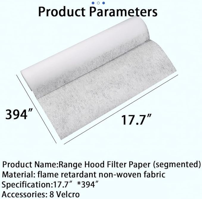 Kitchen Oil Absorbent Paper Range Hood Filter, 10Meters Long.17.7 * 394in.Range Hood Filter Paper Kitchen Oil Suction Sticker. Easy to Clean