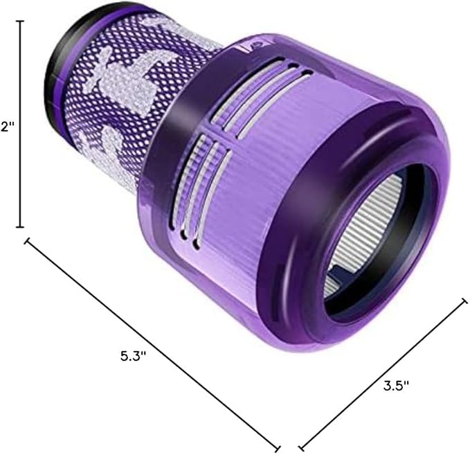 V12 Filter Replacement for Dyson V12 Detect Slim,Detect Slim Animal, Slim+ Cordless Vacuum and V12 Slim Vacuums,Part No. 971517-01,4 Pack Filters