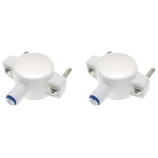 Drain Saddle Valve Clamp 1/4" Quick Connection Water Filters Valve Clamp Connect Fitting for Under Sink Reverse Osmosis RO System Waste Water Line (White)