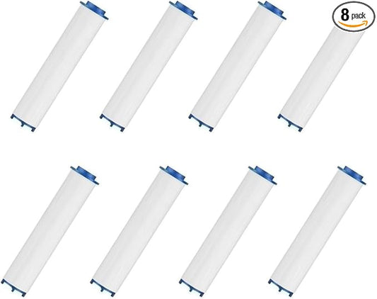 Shower Head Replacement Filter Cartridge 8-Pack - High Capacity PP Cotton Shower Filter for Detachable Heads, 3.74x0.94 Inch (Family Use Water Purification System)