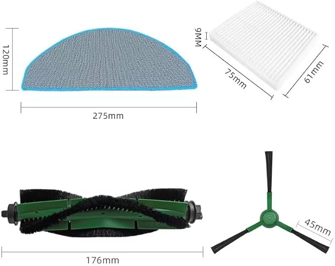 7pcs Main Brush + Side Brush + HEPA Filter + Mop Cloth Compatible with Irobot Roomba Combo Essential (RVG-Y1 Y0112/Y0140/Y0110 Q0120 Q011) 104/105 VAC /105 Combo Robot Vacuu