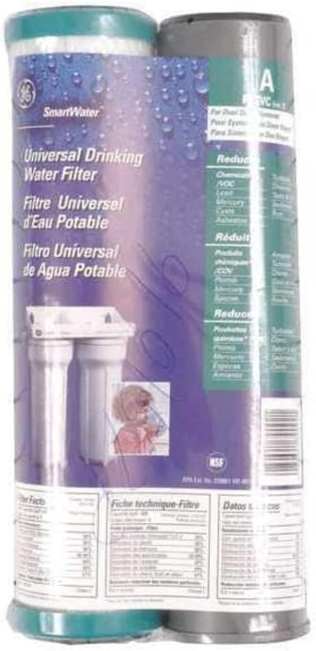 GE FXSVC Under Sink Water Filter, Replacement for Water Filtration System, Twice-Filtered Water, Reduces Sediment & Other Impurities from Water, Replace Every 6 Months, 2 Filters