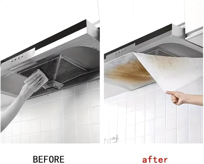 12PCS Disposable range Hood Filters Sheets,Nonwoven oil filter paper,hood filters for kitchen,Flame retardant high temperature filter fabric (43 * 45CM)