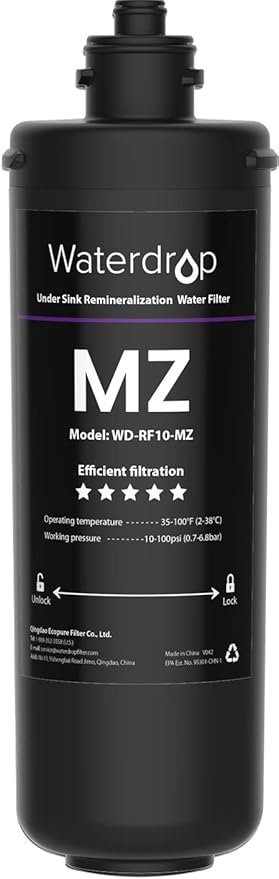Waterdrop RF10-MZ Replacement Filter Cartridge For 10UB-MZ/10UA/10UB Under Sink Water Filter, 8K Gallons High Capacity