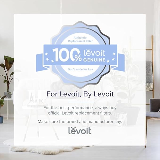 LEVOIT LV-H135 Replacement Filter, Genuine Air Purifier Filters, High-Efficiency Activated Carbon for Removal of Smoke, Odor, Allergens, Pollen, LV-H135-RF, White,1 Pack