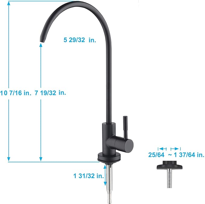 Drinking Water Faucet, Kitchen Beverage Faucet in 304 Stainless Steel, Non-Air-Gap Pure Water Filter Faucet for Sink, Fit for Reverse Osmosis Water Purify System