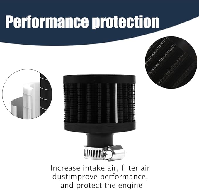 Breather Filter, Air Filter Valve Cover Breather, 12mm Mini Air Filter Vent Crankcase Breather, Air Filter Cold Air Intake Filter Breather, Car Accessories Universal for Car, Motorcycle
